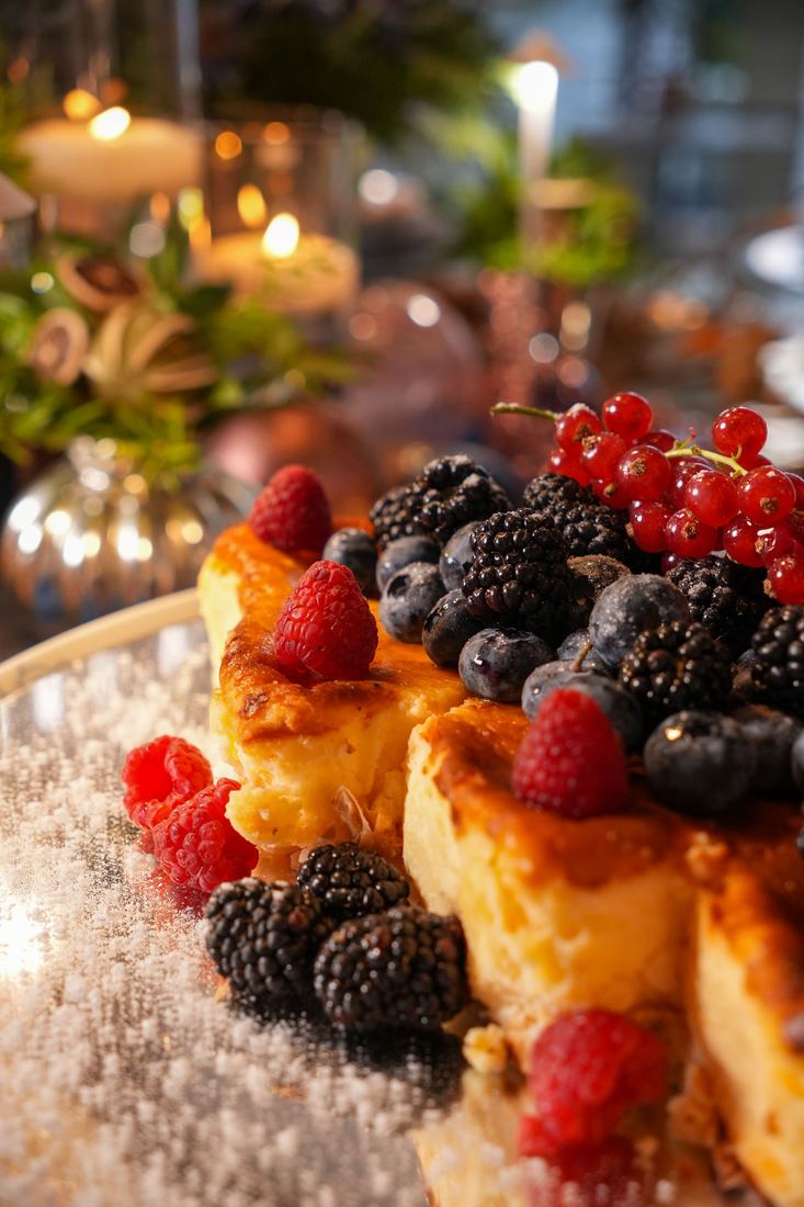 Torta basca com frutos vermelhos